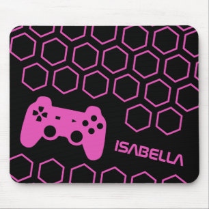 Personalisierter Name für das Spiel: Hot Pink und Mousepad