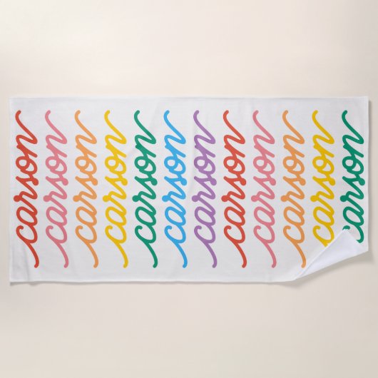 Personalisierter Name für den Rainbow-Typ Strandtuch (Vorderseite)