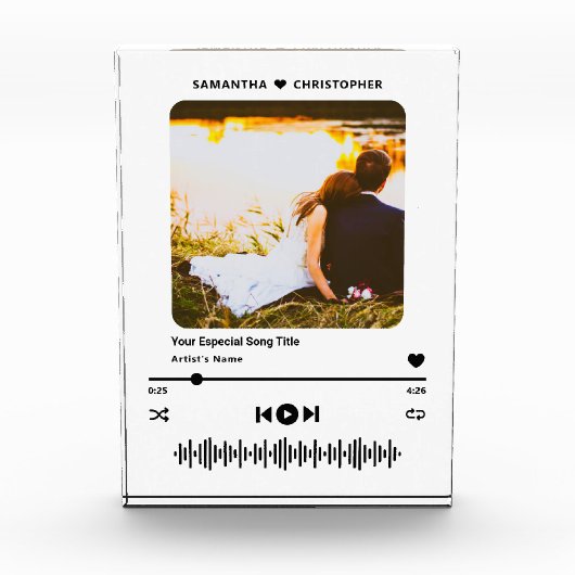 Personalisierter Name für den Song Music Player Fotoblock (Vorderseite)