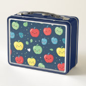 Personalisierter Name für farbige Äpfel Metall Brotdose (Rückseite)