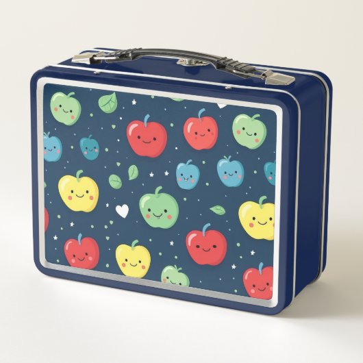 Personalisierter Name für farbige Äpfel Metall Brotdose (Rückseite)