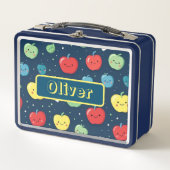 Personalisierter Name für farbige Äpfel Metall Brotdose (Vorderseite)