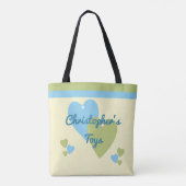 Personalisierter Name für grünes und blaues Babysp Tasche (Rückseite)