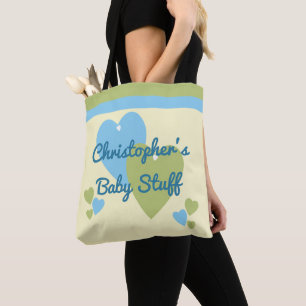 Personalisierter Name für grünes und blaues Babysp Tasche
