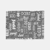 Personalisierter Name für Jedd Grau Fleecedecke (Vorderseite (Horizontal))
