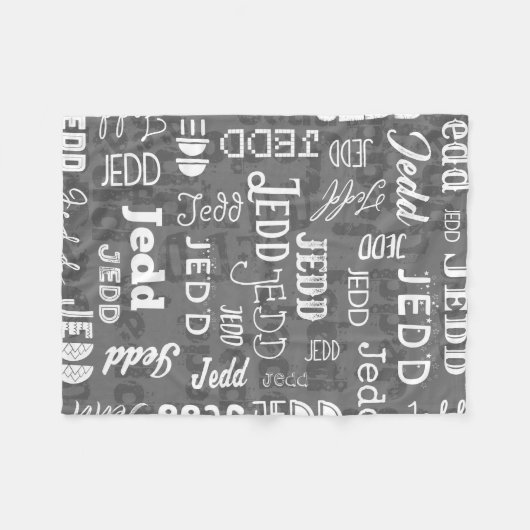 Personalisierter Name für Jedd Grau Fleecedecke (Vorderseite (Horizontal))
