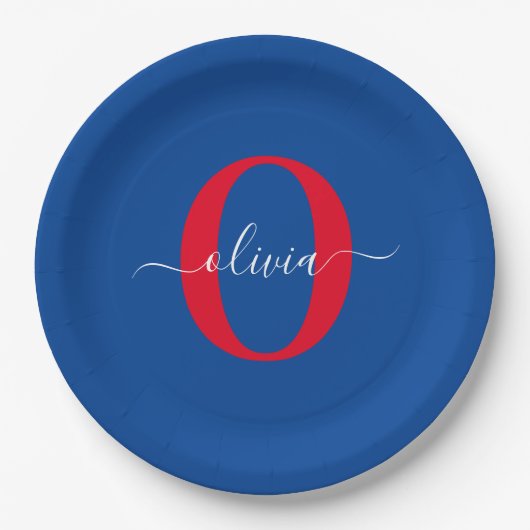 Personalisierter Name für Monogramm Pappteller (Vorderseite)