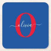 Personalisierter Name für Monogramm Rechteckiger Pappuntersetzer (Vorderseite)