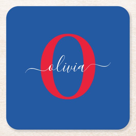 Personalisierter Name für Monogramm Rechteckiger Pappuntersetzer (Vorderseite)