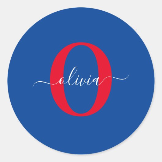 Personalisierter Name für Monogramm Runder Aufkleber (Vorderseite)