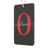 Personalisierter Name für Monogramm-Skript Schwarz Autolufterfrischer (Links)