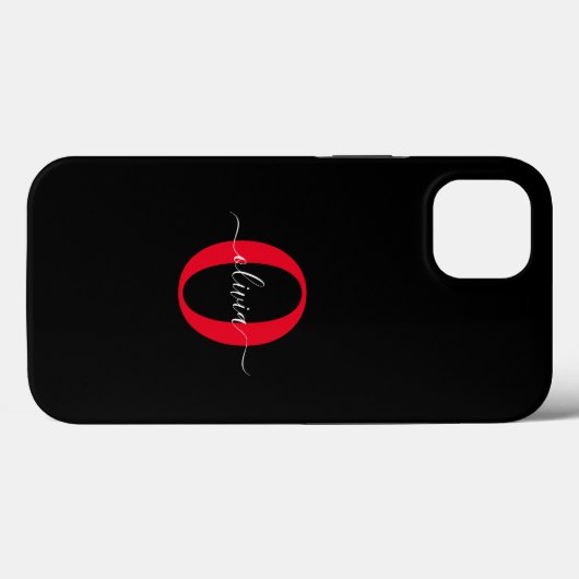 Personalisierter Name für Monogramm-Skript Schwarz Case-Mate iPhone Hülle (Rückseite (Horizontal))
