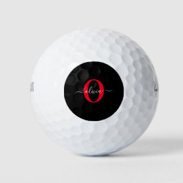 Personalisierter Name für Monogramm-Skript Schwarz Golfball