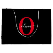 Personalisierter Name für Monogramm-Skript Schwarz Große Geschenktüte (Rückseite)