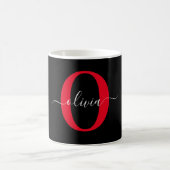 Personalisierter Name für Monogramm-Skript Schwarz Kaffeetasse (Mittel)