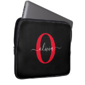 Personalisierter Name für Monogramm-Skript Schwarz Laptopschutzhülle (Vorne Rechts)