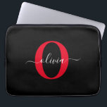 Personalisierter Name für Monogramm-Skript Schwarz Laptopschutzhülle<br><div class="desc">Dieses elegante Monogramm und das stilvolle Script-Namensdesign können als Geschenk für Geburtstag, Hochzeit, Brautparty, Jubiläum, Muttertag oder jeden Anlass gegeben werden. Es kann mit dem Namen und dem Namen der Person personalisiert werden. Sie können den Schriftart, die Farbe des Schriftartes, die Größe des Schriftartes und die Hintergrundfarbe mit dem Design-Tool...</div>