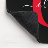 Personalisierter Name für Monogramm-Skript Schwarz Mousepad (Ecke)