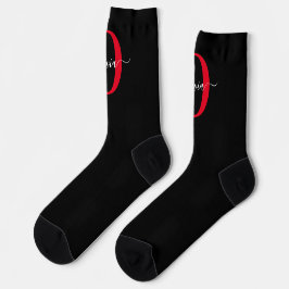 Personalisierter Name für Monogramm-Skript Schwarz Socken