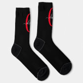 Personalisierter Name für Monogramm-Skript Schwarz Socken (Rechts)