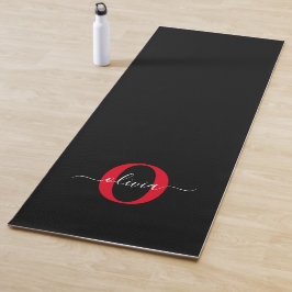 Personalisierter Name für Monogramm-Skript Schwarz Yogamatte