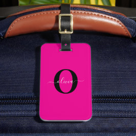 Personalisierter Name für Monogramm Skripte Rosa S Gepäckanhänger