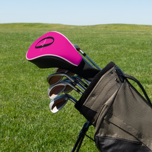 Personalisierter Name für Monogramm Skripte Rosa S Golf Headcover (In SItu)