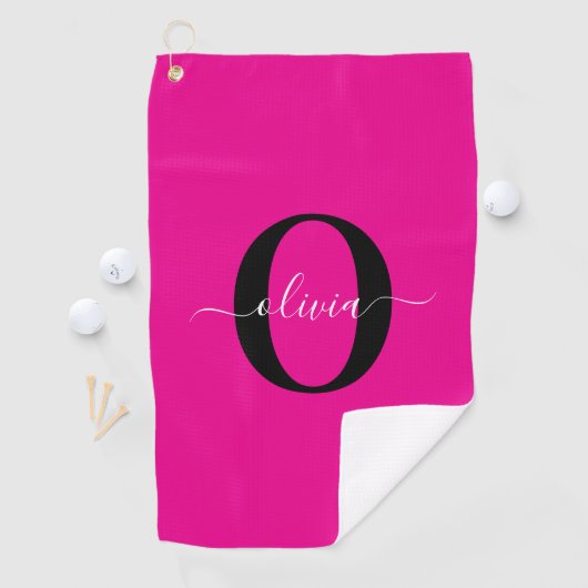 Personalisierter Name für Monogramm Skripte Rosa S Golfhandtuch (Insitu)