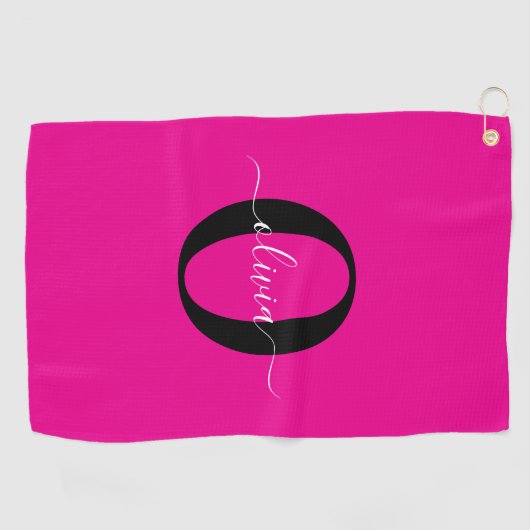 Personalisierter Name für Monogramm Skripte Rosa S Golfhandtuch (Horizontal)