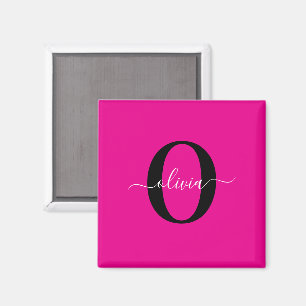 Personalisierter Name für Monogramm Skripte Rosa S Magnet