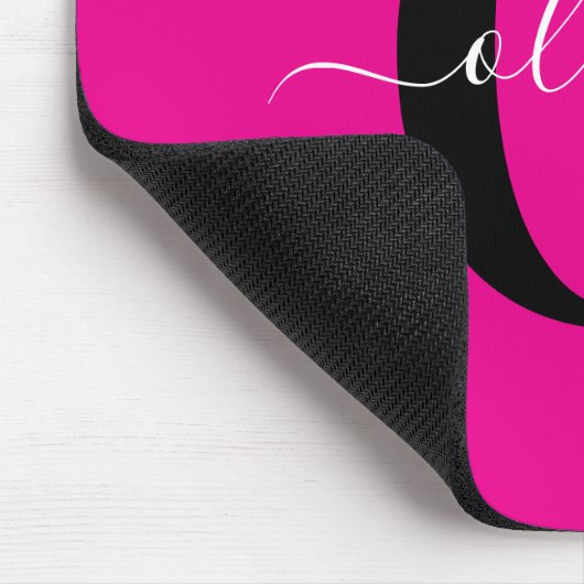 Personalisierter Name für Monogramm Skripte Rosa S Mousepad (Ecke)