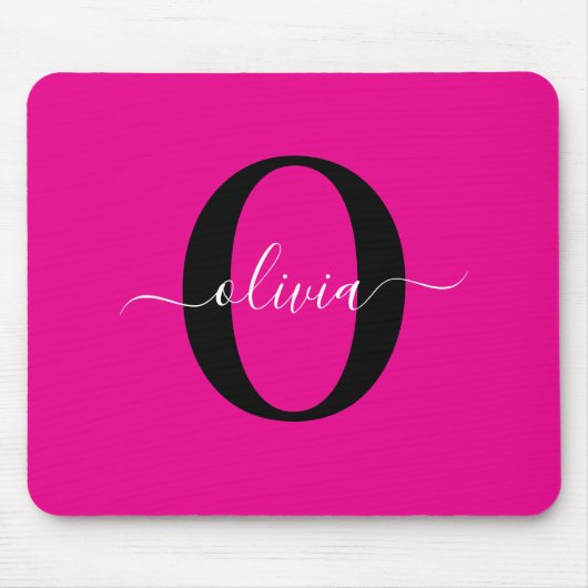 Personalisierter Name für Monogramm Skripte Rosa S Mousepad (Vorne)