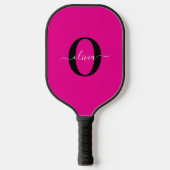 Personalisierter Name für Monogramm Skripte Rosa S Pickleball Schläger (Vorderseite)