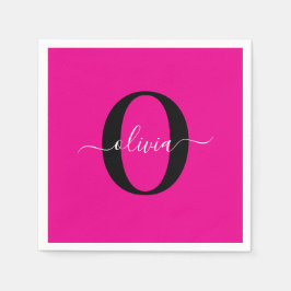 Personalisierter Name für Monogramm Skripte Rosa S Serviette