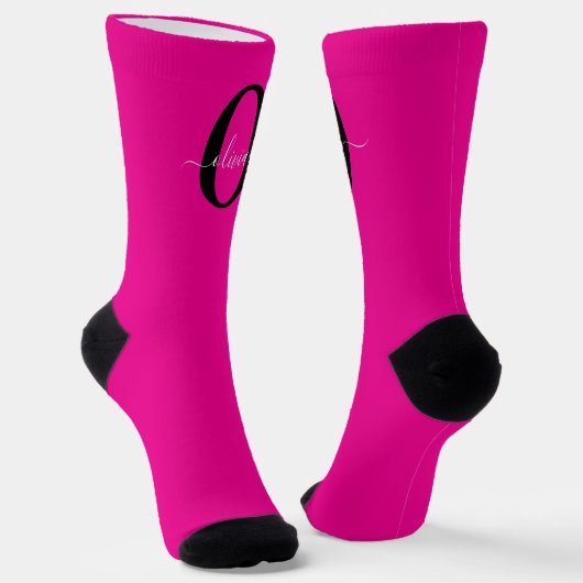 Personalisierter Name für Monogramm Skripte Rosa S Socken (Gewinkelt)