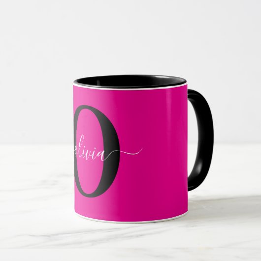 Personalisierter Name für Monogramm Skripte Rosa S Tasse (VorderseiteRechts)