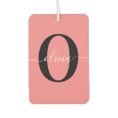 Personalisierter Name für Monogramm-Skripte Schwar Autolufterfrischer (Vorderseite)