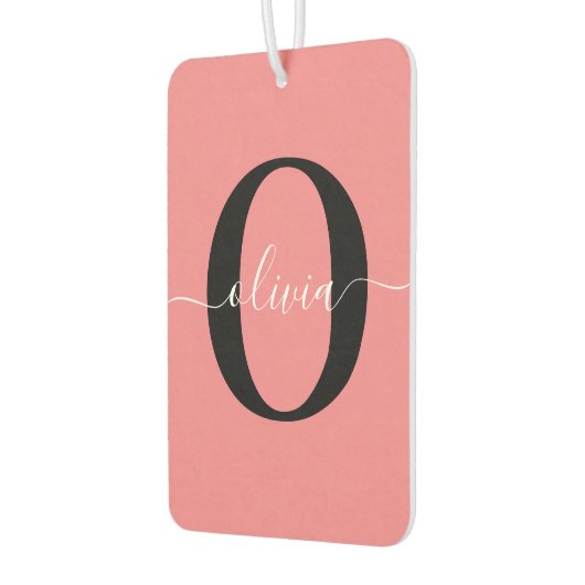 Personalisierter Name für Monogramm-Skripte Schwar Autolufterfrischer (Links)