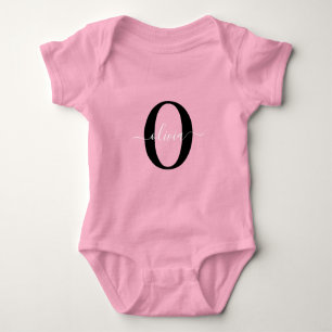 Personalisierter Name für Monogramm-Skripte Schwar Baby Strampler