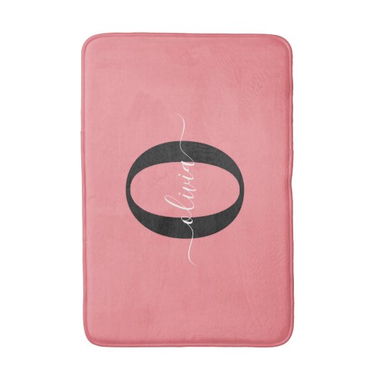 Personalisierter Name für Monogramm-Skripte Schwar Badematte (Vorderseite Vertikal)