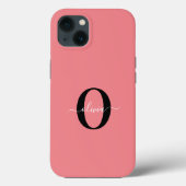Personalisierter Name für Monogramm-Skripte Schwar Case-Mate iPhone Hülle (Rückseite)