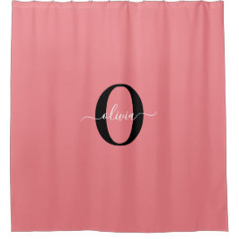 Personalisierter Name für Monogramm-Skripte Schwar Duschvorhang