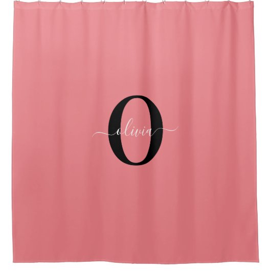 Personalisierter Name für Monogramm-Skripte Schwar Duschvorhang (Vorderseite)