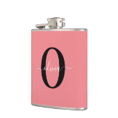 Personalisierter Name für Monogramm-Skripte Schwar Flachmann (Links)