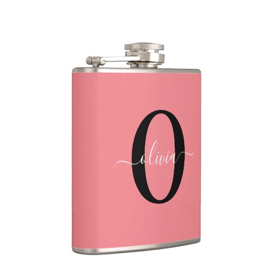 Personalisierter Name für Monogramm-Skripte Schwar Flachmann (Rechts)