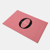 Personalisierter Name für Monogramm-Skripte Schwar Fußmatte (Schrägansicht)