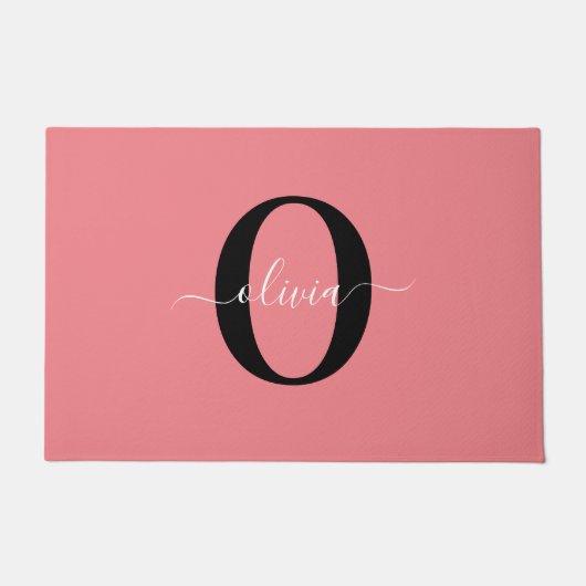 Personalisierter Name für Monogramm-Skripte Schwar Fußmatte (Vorderseite)