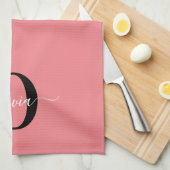 Personalisierter Name für Monogramm-Skripte Schwar Geschirrtuch (Viertel Falte)