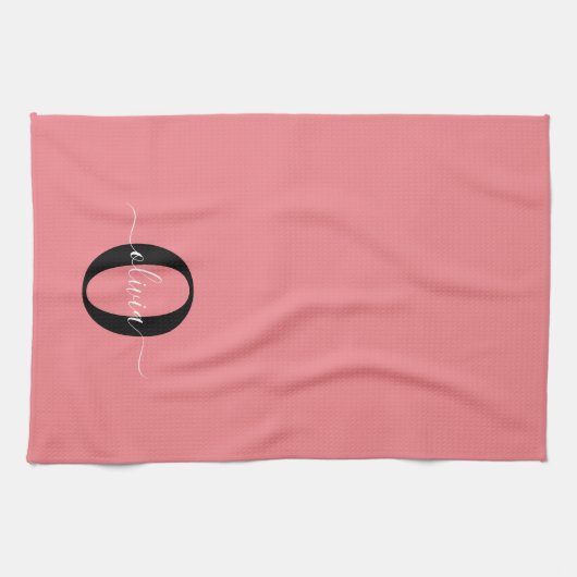 Personalisierter Name für Monogramm-Skripte Schwar Geschirrtuch (Horizontal)