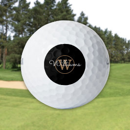 Personalisierter Name für Monogramm-Skripte Schwar Golfball